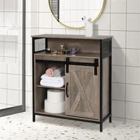 US stock FCH Retro Style MDF With Triamine Iron Frame Sliding Door Two-Drawing Two-Layer Rack Bathroom Cabinet252V