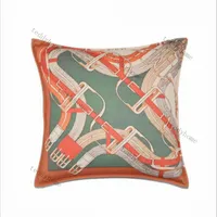 Creative Chain Pattern Pillow Case Contrast Color Cushion Covers Europese Stijl Oranje Kussensloop Fluwelen Bloem Print Kussens