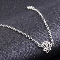 Anklets Elegant Lotus Flower Anklet Foot Chain Jewelry Buddha Amulet Chic For Women Girl Gifts Girls Sliver Color