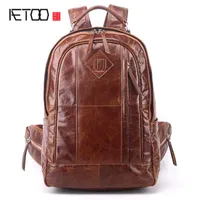 Backpack AETOO Men's Shoulder Casual Leather Fashion Bag Male Korean Version