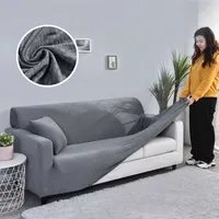 Sofa-Cover für Wohnzimmer Massivfarbe Elastische Spandex Moderne Polyester Ecke Couch Slipcover Chair Protector 1/2/3/4 Sitz 211012