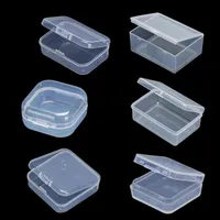 Många storlekar transparenta plastlåda lagringssamlingar Artikelförpackning Portable Case Mini Case Rensa små verktygslåda