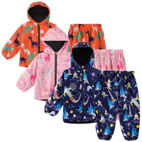 Keaiyouhuo Sportpakken Kinderkleding Sets voor Jongens Regenjas Lange Mouwen Kinderkleding Meisjes Past Waterdichte Kostuum 2 tot 5 Y P0831