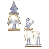 Decorazioni natalizie 2pcs decorativo decorativo mestiere di legno Xmas Desktop Adornment Home Party Prop Grey