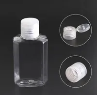 Kwaliteit 30 ml 60 ml lege huisdier plastic fles met flip cap transparante vierkante vorm flessen voor make-up vloeistof wegwerp hand sanitizer gel