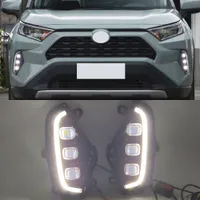 1set Car LED DIATE DIRA LUZ DRL para TOYOTA RAV4 2019 2020 2021 Lámpara de parachoques de la luz de la luz de la luz de giro amarillo
