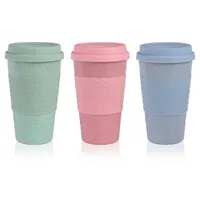 유행 음료 실리콘 컵 뚜껑 에코 - 친화적 인 밀짚 컵 크리 에이 티브 커피 음료 여행 파우더 블루 머그잔