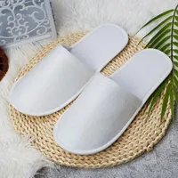 5-100pair Einweg-Travel-EL-Hausschuhe Weiße Handtücher Geschlossene Spa Schuhe Badezimmer Sets Waschraum Dusche Bad Zubehör