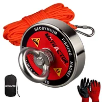 300KG Neodymium Salvage Fishing Magnet Set Recovery Detecting Magnetic D75mm Metal Treasure Hunter Finder Magnet Mounting Base