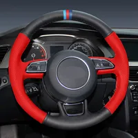 Capas de volante de couro genuíno preto preto para Audi A3 A4 A5 A5 A6 Allroad Rs 7 2014 2015 S6 S7 2013-2018 S8