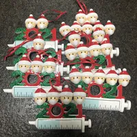 2021 Christmas Decoration Quarantine Ornaments Family of 1-7 Heads DIY Tree Pendant Accessories with Rope Resin PVC213D