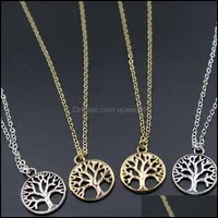 & Pendants Jewelryvintage Tree Of Life Pendant Necklaces Antique Sier Gold Plated Charm Necklace Peace Trees Sweater Chain Jewelry Xmas Gift