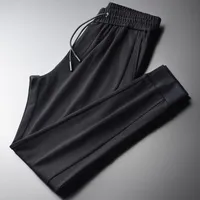 Pantalon pour hommes tricoté sombre motif occasionnel automne noir jacquard élastique taille fermeture sport jambing