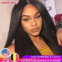 Lace Wigs Brazilian Kinky Straight Hair Front Human 13x1 Middle Part Frontal 28 Inches Remy Wig 180 Density