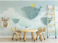 Wallpapers XUE SU Wall Covering Custom Wallpaper Mural Creative Sky Blank Cloud Whale Background Children's Room