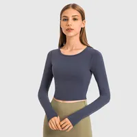 L128 обрезанные толстовки Slim Fit Fitshirts Yoga Tops Outfit All-Match Spirit Caper Куртка женский досуг с длинным рукавом рубашки бегущий фитнес