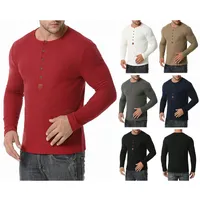 마네킹 남성 가을과 겨울 긴 소매 기본 셔츠 와플 헨리 칼라 티셔츠 6013