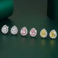 S925 Silber Nadel Wassertropfen Ohrringe Farbe Schatz Ohrringe Gelb Diamant Rosa Diamantohrringe