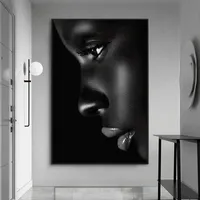 Black Profil Lippe Frau Leinwand Malerei HD Druck Figur Poster und Drucke Moderne Wandkunst Bild Für Wohnzimmer Schlafzimmer Dekor