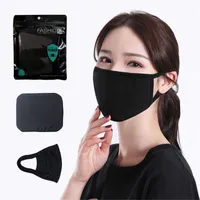 Máscara de algodón negro Máscaras de la cara de la moda clásica Lavable Reutilizable Paño a prueba de polvo Máscara para hombre Mujer Products Protective