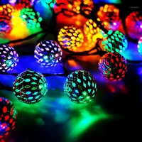 Noel Süslemeleri Led Işık Dize Pil USB Güç İçi Boş Fas Topları Çelenk Peri Işıkları Düğün Partisi Dekorasyon Lambası
