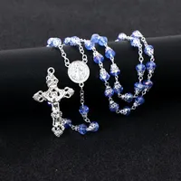 Коми ручной работы сплошные цветные бусины католические розарийные ожерелья сплава девы Мэри крест религиозные молитвенные украшения подарки Collana R-383 подвеска
