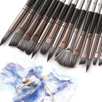 Gift Sets 24PcsSet Nylon Watercolor Brushes Oil Painting Acrylic Brush Set Artistic Life Colored Pigment Round Head Hook Line Pen