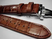 19mm20mm 21mm Handmade Czarny Brązowy Krokodyl Skórzany Retro Watch Strap Butterfly Buckle Watchband Zegarek Akcesoria H0915