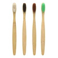 2021 logotipo de bambú mango cepillo de dientes ecológico bristle cepillo dental adulto medio limpieza oral cuidado de dientes de madera 4 colores