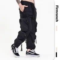 Pantalones para hombres firmRanch Springummer European 2021 Cargo Blackwhite Multi-Pocket High Street BAGGY BAGGY BF MODELES