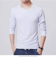 Мужская футболка 3 базовые цвета с длинным рукавом тонкая футболка молодые мужчины чисто цветная футболка 3xl размер o eck