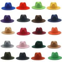 Fedora Hats女性ワイドブリム帽子ウールソリッドカラーポリターコットンビーガン素材パーティーミュージックファッションFedora Hats
