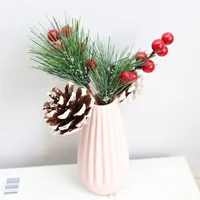 Decorative Flowers & Wreaths Christmas Decor Artificial Flower Stamens Pearl Branches Mixed Berry For Wedding Decoration DIY Pine Cone With