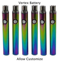350 mAh Vertex Batterie regolabili Batterie regolabili 510 Penna vaporizzatore ricaricabile con caricatore USB Rainbow Color Preriscaldamento Kit di avviamento