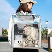 Carrinhas de gatos, casas de caixas de estimação Pet Carrier Mochila para pequenos gatos e cães, filhotes | Design ventilado, entrada de dois lados, Recursos de segurança Almofada