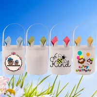 Easter Baskets Wholesale Festive Sublimation Handbag Polyester Egg Hunting Bucket Children Lovely Decoration 4 Styles
