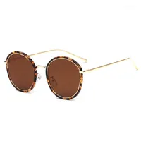 Sunglasses Abay Round Leopard Women Brand Designer Eyewear For Men Metal Street Shooting Driving Sun Glasses Retro UV400 Oculos