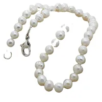 8mm Natural Pearl White 925 Sterling Silver Collar de cadena de 18 pulgadas Mujer de compromiso Joyería de boda