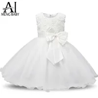 Ai Meng Baby Flower Princess Girl Dress Wedding First Birthday Born Baptism Clothes Toddler Kids Party Dresses For Girls