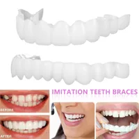 Bovenste / lagere cosmetische kunstgebit polyethyleen grills nep tand cover simulatie tanden bleken dentale brace orale zorg schoonheid snap op glimlach