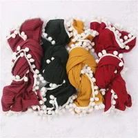 Cobertores b2re bebê macio algodão recebendo cobertor waffle knitting hapballs tassel swaddle wrap toalha de banho nascido pografia 1429 b3