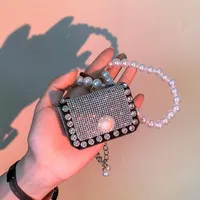 Bolsas de hombro Estilo occidental Mini Bolsa de diamante de verano 2021 Moda All-Match Diseñador de mujeres Cadena de perlas Messenge Lápiz labial