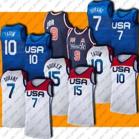 Team USA Tokyo Kevin 7 Durant Jersey Devin 15 Booker Jerseys Damian 6 Lillard Jersey Jayson 10 Tatum Jerseys Basket