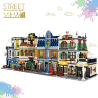 Creator Architecture Building Blocks City Street View Bricks Set Coffee Shop Restaurant Garden Hotel Toys Kid Gifts For Children Y0808