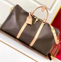 Toppkvalitetsdesigner Keepall Fashion Bag 50 55cm Tote Luxury Designers Väskor Kvinnor Handväska äkta läder män reser stor kapacitet bagage duffelväska