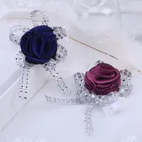 Stil Bräutigam Revers Pin Männer Brosche Stricken Rose Blume Handgemachte Hochzeitsgeschäft Kleidung Zubehör XH046 Dekorative Blumen Kränze