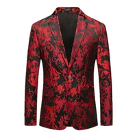 Erkekler Suits Blazers Moda Jakard Kontrast Yakası Blazer Kırmızı Sequin Slim Mens Club Balo Balo Dress Smokedo Takım Ceket