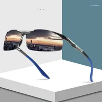 Aluminio Magnesio Semi Rimless Sunglesses Hombres polarizados Revestimiento Espejo Conducción Gafas de sol Eyewear Accessories Shades1