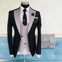 Black Grey Groom Свадебный костюм 3 шт.