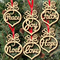 Christmas letter wood Church Heart Bubble pattern OrnamentTree Decorations Home Festival Ornaments Hanging Gift decorationa33